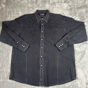 Panhandle Slim Mens XL Black Shirt Western Embroidered Pearl Snap 90 Proof